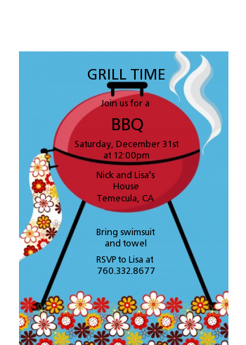 BBQ Grill - Birthday Party Petite Invitations