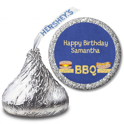 BBQ Hotdogs and Hamburgers - Hershey Kiss Birthday Party Sticker Labels