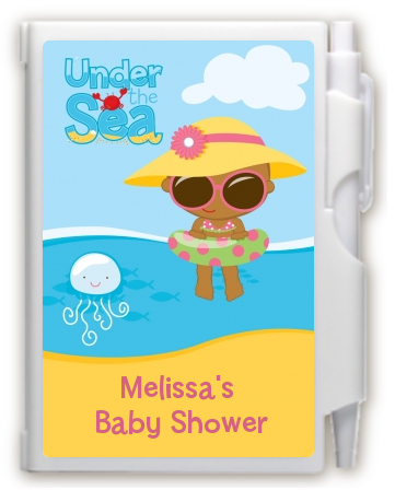 Beach Baby African American Girl - Baby Shower Personalized Notebook Favor
