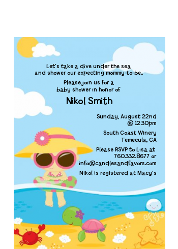 Beach Baby Asian Girl - Baby Shower Petite Invitations