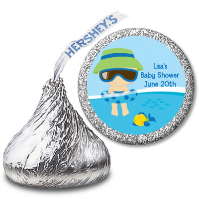 Beach Baby Boy - Hershey Kiss Baby Shower Sticker Labels