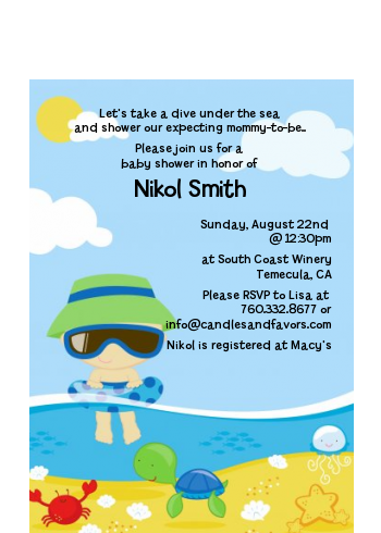  Beach Baby Boy - Baby Shower Petite Invitations Option 1