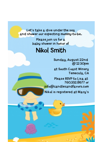  Beach Baby Boy - Baby Shower Petite Invitations Option 1