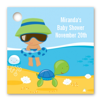 Beach Baby Hispanic Boy - Personalized Baby Shower Card Stock Favor Tags