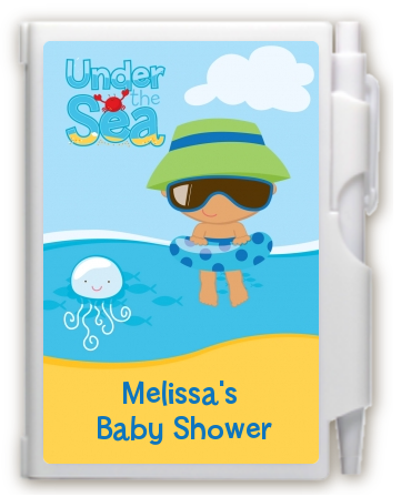 Beach Baby Hispanic Boy - Baby Shower Personalized Notebook Favor