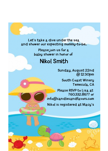 Beach Baby Hispanic Girl - Baby Shower Petite Invitations
