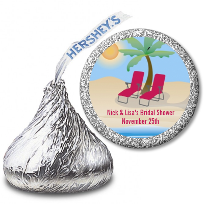 Beach Chairs - Hershey Kiss Bridal Shower Sticker Labels