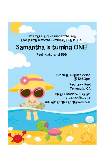 Beach Girl - Birthday Party Petite Invitations