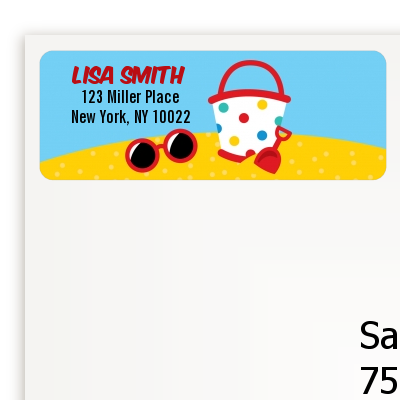 Beach Toys - Birthday Party Return Address Labels