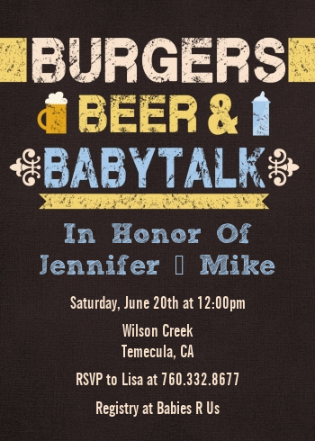  Beer and Baby Talk - Baby Shower Invitations Blue