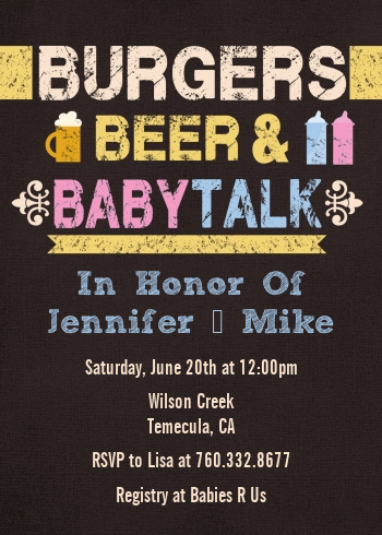  Beer and Baby Talk - Baby Shower Invitations Blue