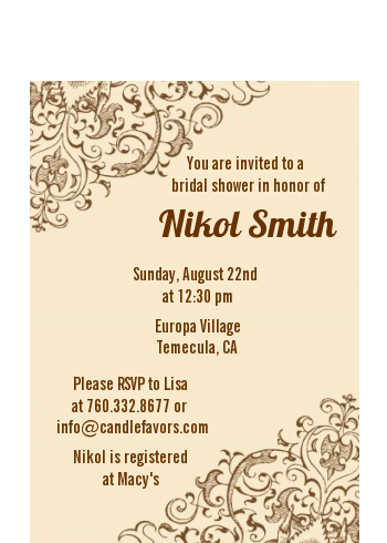 Beige & Brown - Bridal Shower Petite Invitations