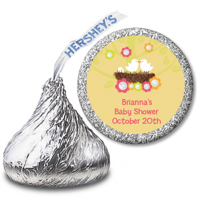 Bird's Nest - Hershey Kiss Baby Shower Sticker Labels