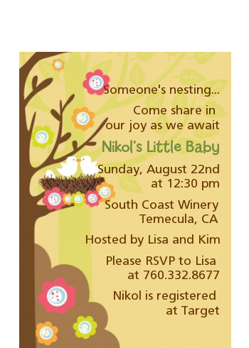 Bird's Nest - Baby Shower Petite Invitations