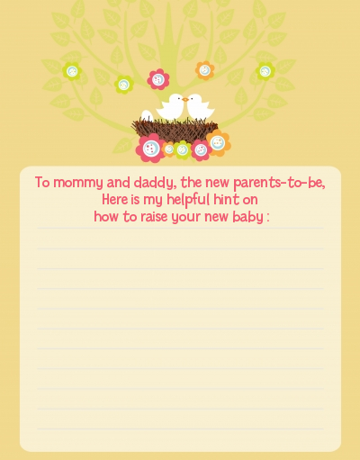 Bird's Nest - Baby Shower Notes of Advice