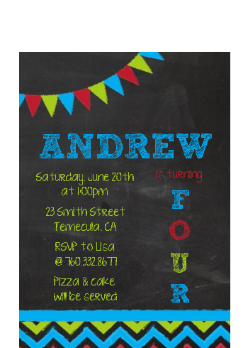 Birthday Boy Chalk Inspired - Birthday Party Petite Invitations