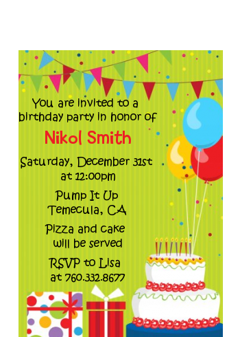 Birthday Cake - Birthday Party Petite Invitations