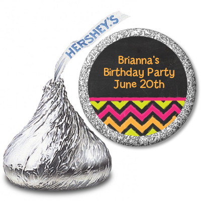 Birthday Girl Chalk Inspired - Hershey Kiss Birthday Party Sticker Labels
