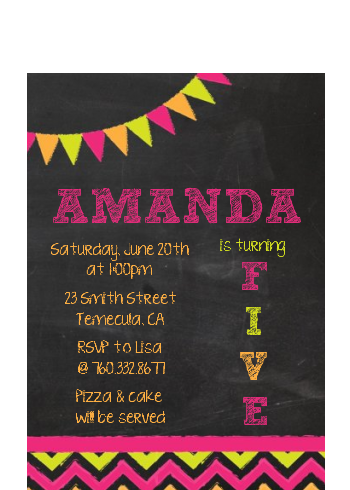 Birthday Girl Chalk Inspired - Birthday Party Petite Invitations