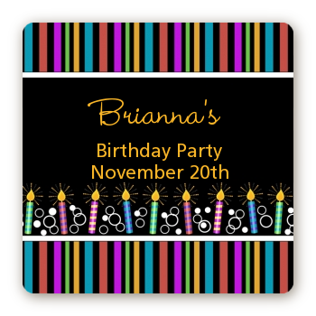Birthday Wishes - Square Personalized Birthday Party Sticker Labels