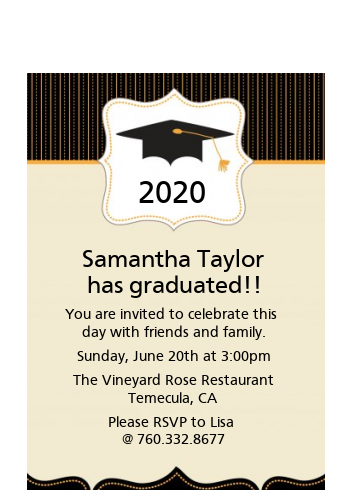 Black & Gold - Graduation Party Petite Invitations