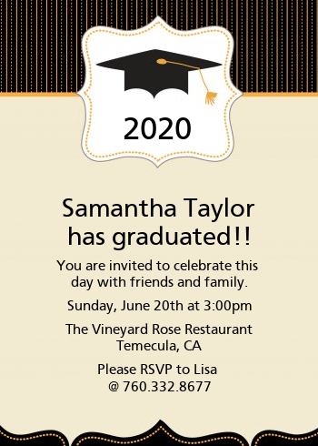 Black & Gold - Graduation Party Invitations