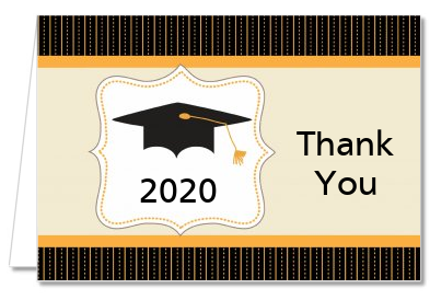 Black & Gold - Graduation Party Thank You Cards