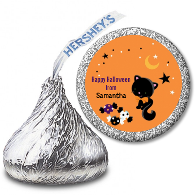 Black Cat - Hershey Kiss Halloween Sticker Labels