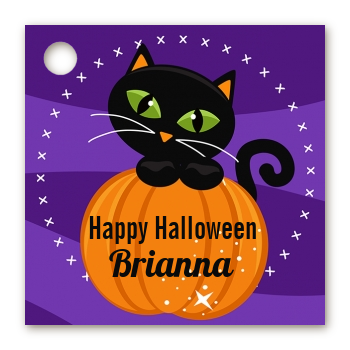 Black Cat Pumpkin - Personalized Halloween Card Stock Favor Tags