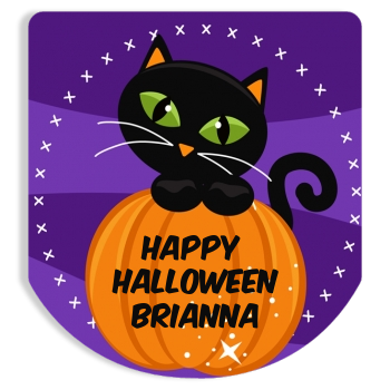 Black Cat Pumpkin - Personalized Hand Sanitizer Sticker Labels