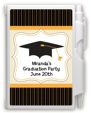 Black & Gold - Graduation Party Personalized Notebook Favor