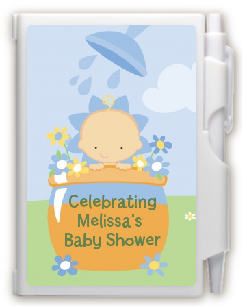 Blooming Baby Boy Caucasian - Baby Shower Personalized Notebook Favor