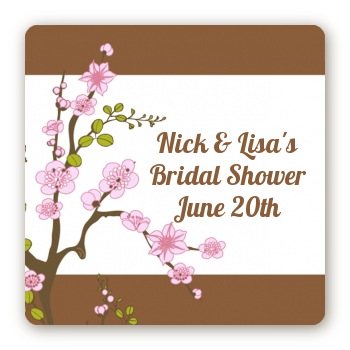 Blossom - Square Personalized Bridal Shower Sticker Labels