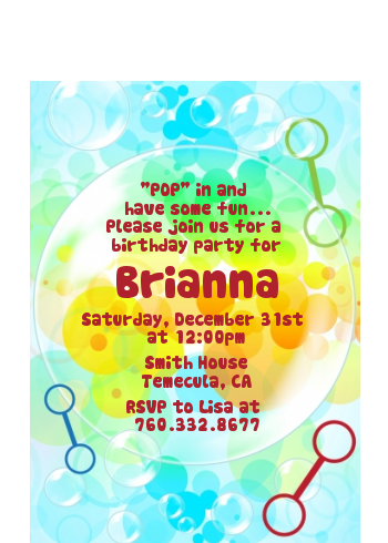 Blowing Bubbles - Birthday Party Petite Invitations