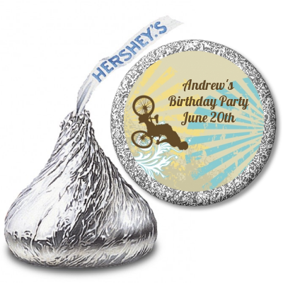 BMX Rider - Hershey Kiss Birthday Party Sticker Labels