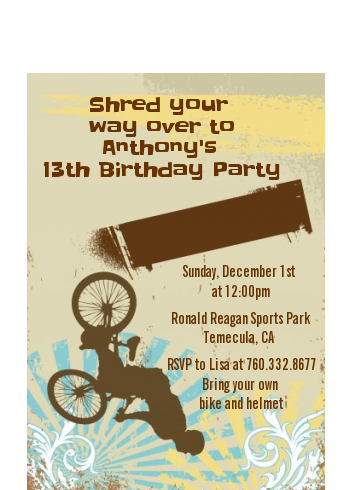 BMX Rider - Birthday Party Petite Invitations
