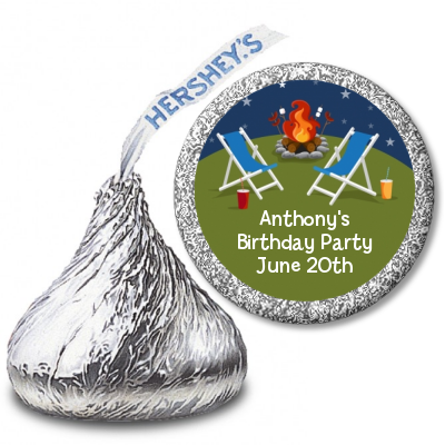 Bonfire - Hershey Kiss Birthday Party Sticker Labels