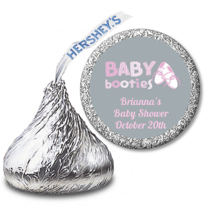 Booties Pink - Hershey Kiss Baby Shower Sticker Labels
