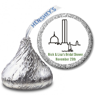 Boston Skyline - Hershey Kiss Bridal Shower Sticker Labels