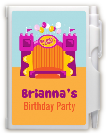 Bounce House Purple and Orange - Birthday Party Personalized Notebook Favor
