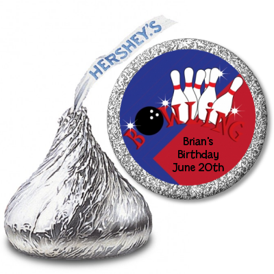 Bowling Boy - Hershey Kiss Birthday Party Sticker Labels