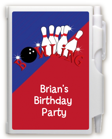 Bowling Boy - Birthday Party Personalized Notebook Favor