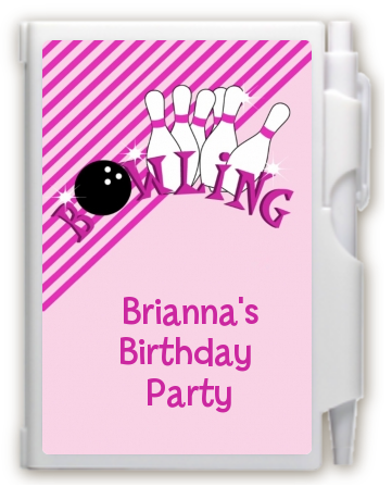 Bowling Girl - Birthday Party Personalized Notebook Favor