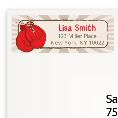 Boxing Gloves - Birthday Party Return Address Labels