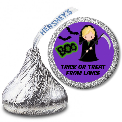  Boy Cape Costume - Hershey Kiss Halloween Sticker Labels Option 1