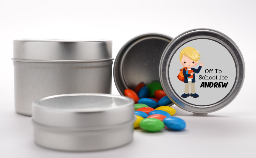  Boy Student - Custom School Favor Tins Option 1