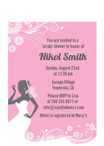 Bridal Silhouette African American - Bridal Shower Petite Invitations