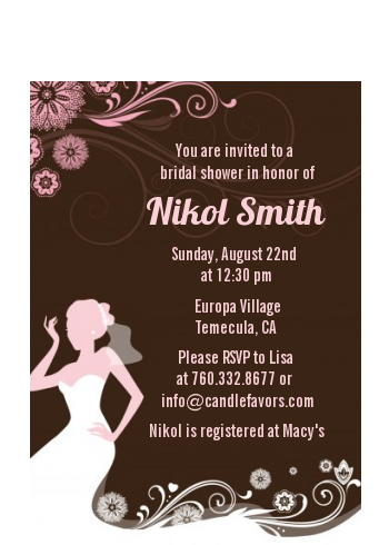 Bridal Silhouette Floral Pink - Bridal Shower Petite Invitations