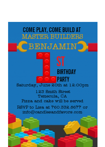 Building Blocks - Birthday Party Petite Invitations
