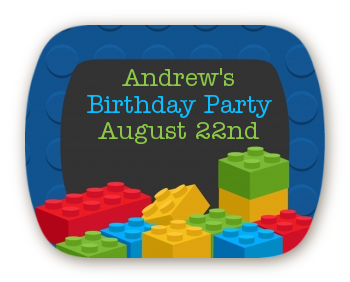 Building Blocks - Personalized Birthday Party Rounded Corner Stickers